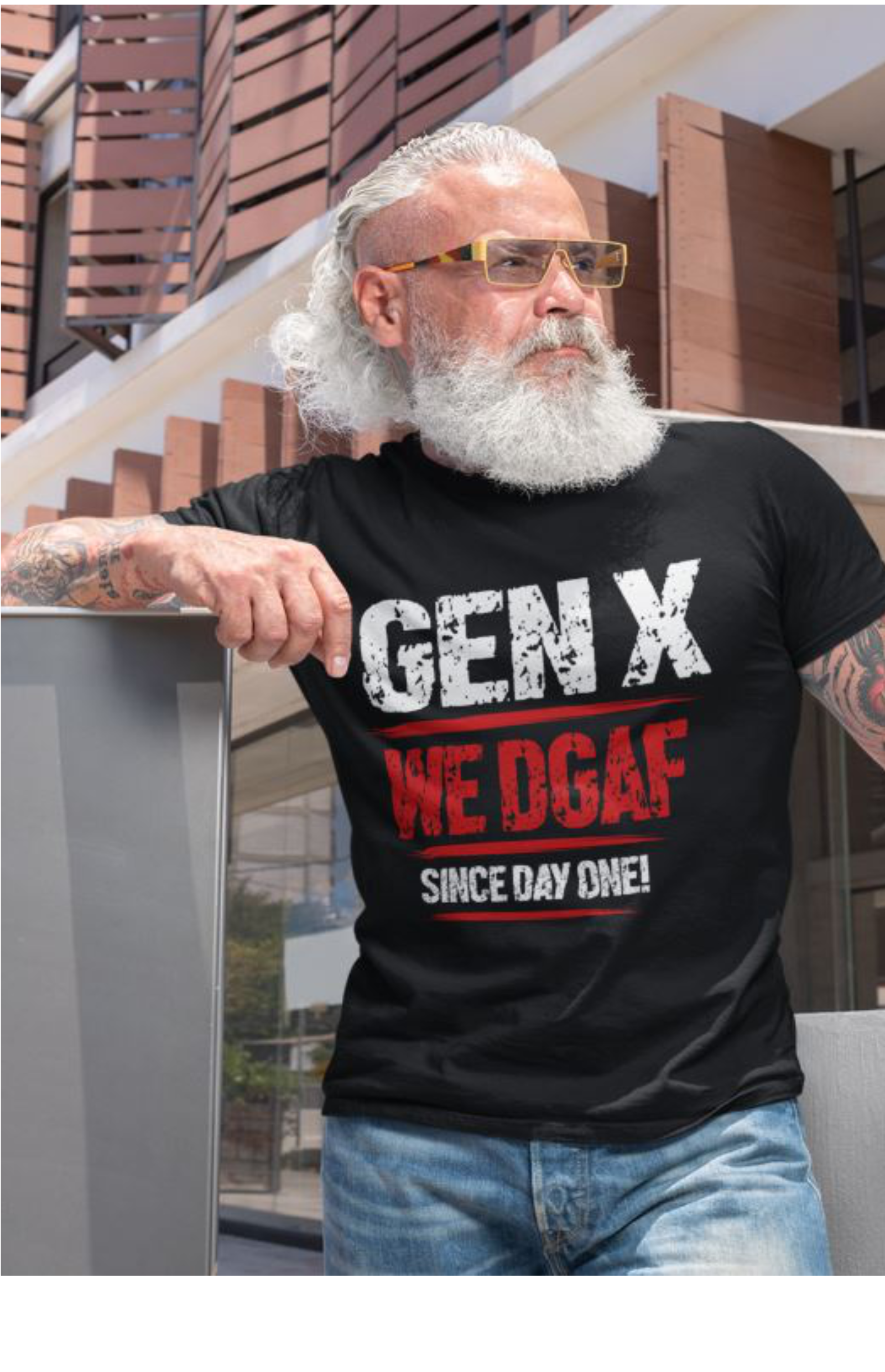 Gen X We Just DGAF! We Have Been Skeptical Since Day One! T-Shirt | Vintage Distressed Graphic Tee | Retro Gift for Men and Women