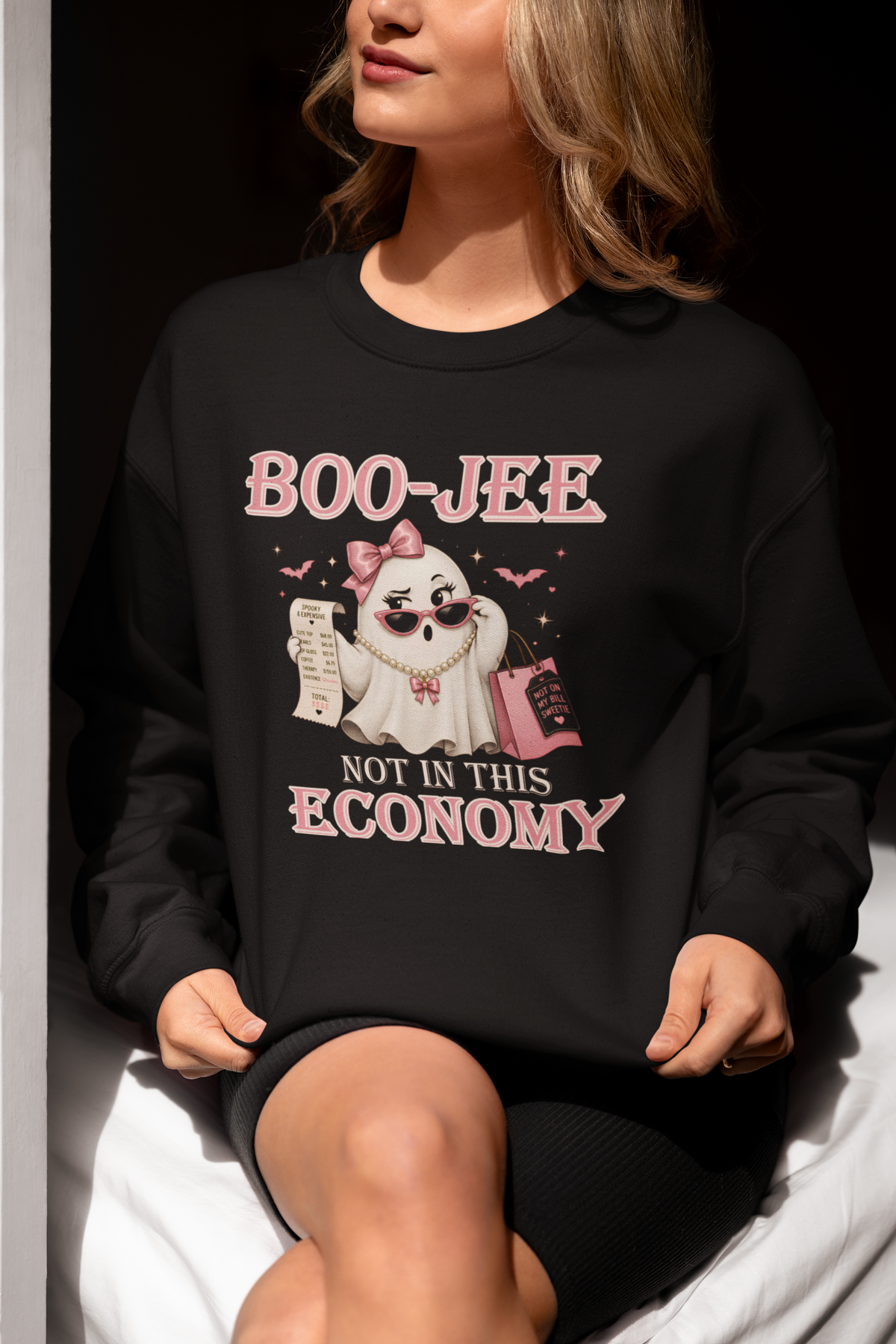 Boo-Jee Not in This Economy Ghost Halloween T- Shirt or Crewneck Sweatshirt