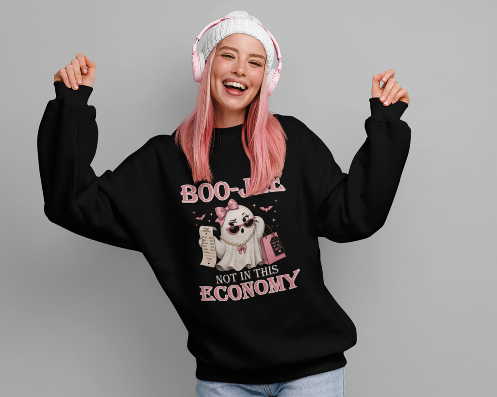 Boo-Jee Not in This Economy Ghost Halloween T- Shirt or Crewneck Sweatshirt