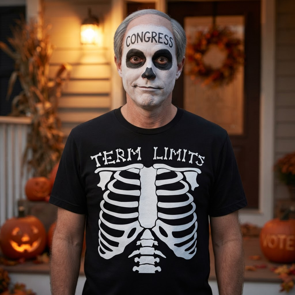 Term Limits Skeleton T-Shirt - Funny Halloween Political Satire Unisex soft Tee