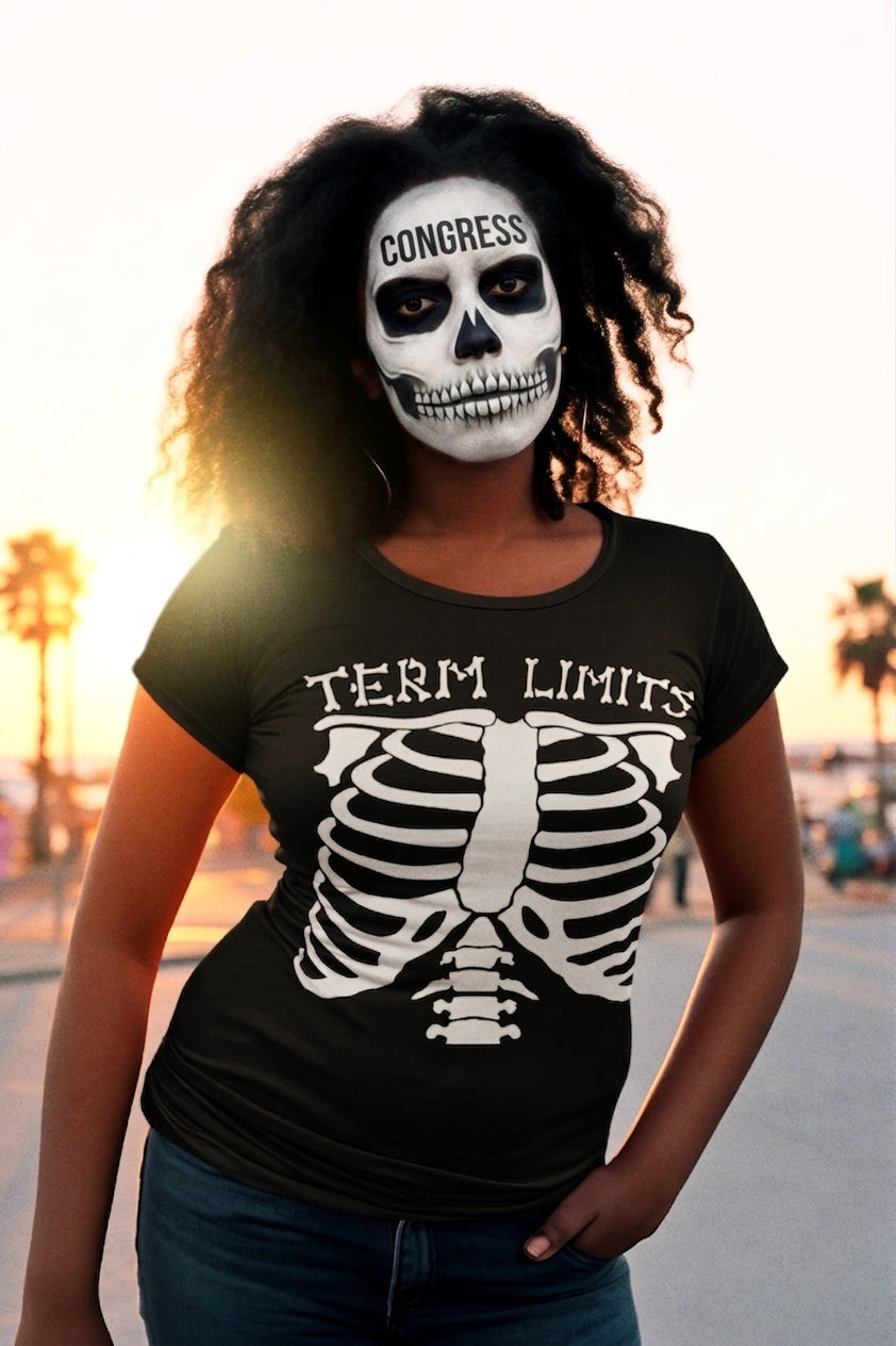 Term Limits Skeleton T-Shirt - Funny Halloween Political Satire Unisex soft Tee