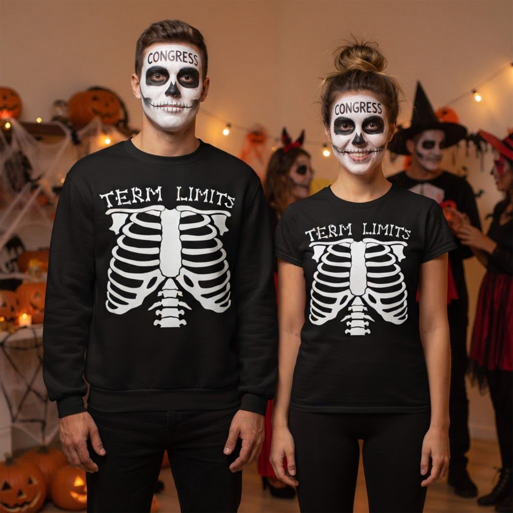 Term Limits Skeleton T-Shirt - Funny Halloween Political Satire Unisex soft Tee