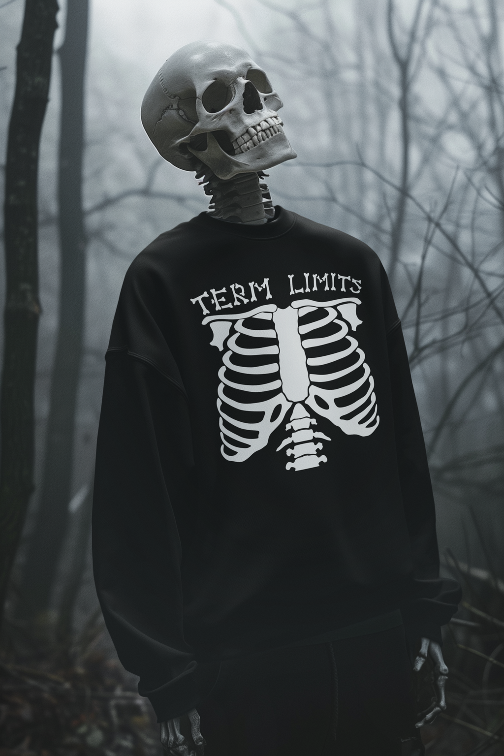 Term Limits Skeleton Sweatshirt - Funny Halloween Political Satire Crewneck  Product Description