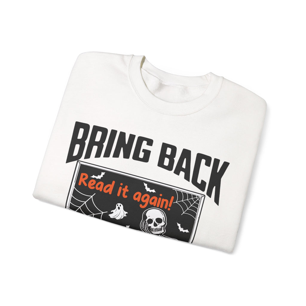 Spooky Season Bring Back Critical Thinking Teacher Sweatshirt | Funny Skeleton Classroom Crewneck
